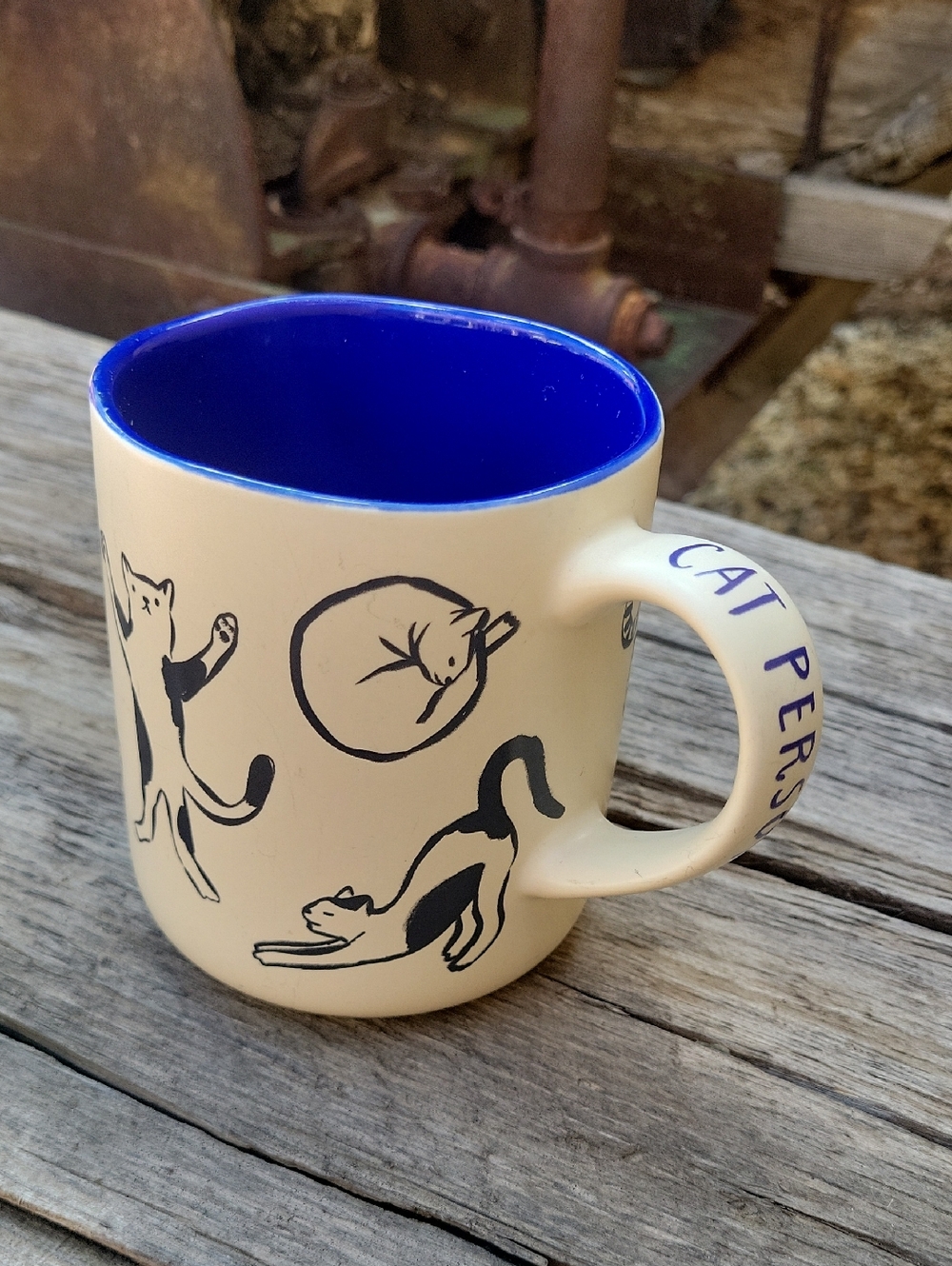 Cat Mug with Deep Blue Interior
